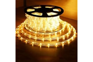 PUHONG (New) 100FT Rope Lights Outdoor, 720 LED Waterproof Rope Lights, LED Connectable Flexible Tube Lights for Indoor Outdoor Deck, Pool, Landscape, Background, Trees, Bridges, Eaves Decoration(Warm White)