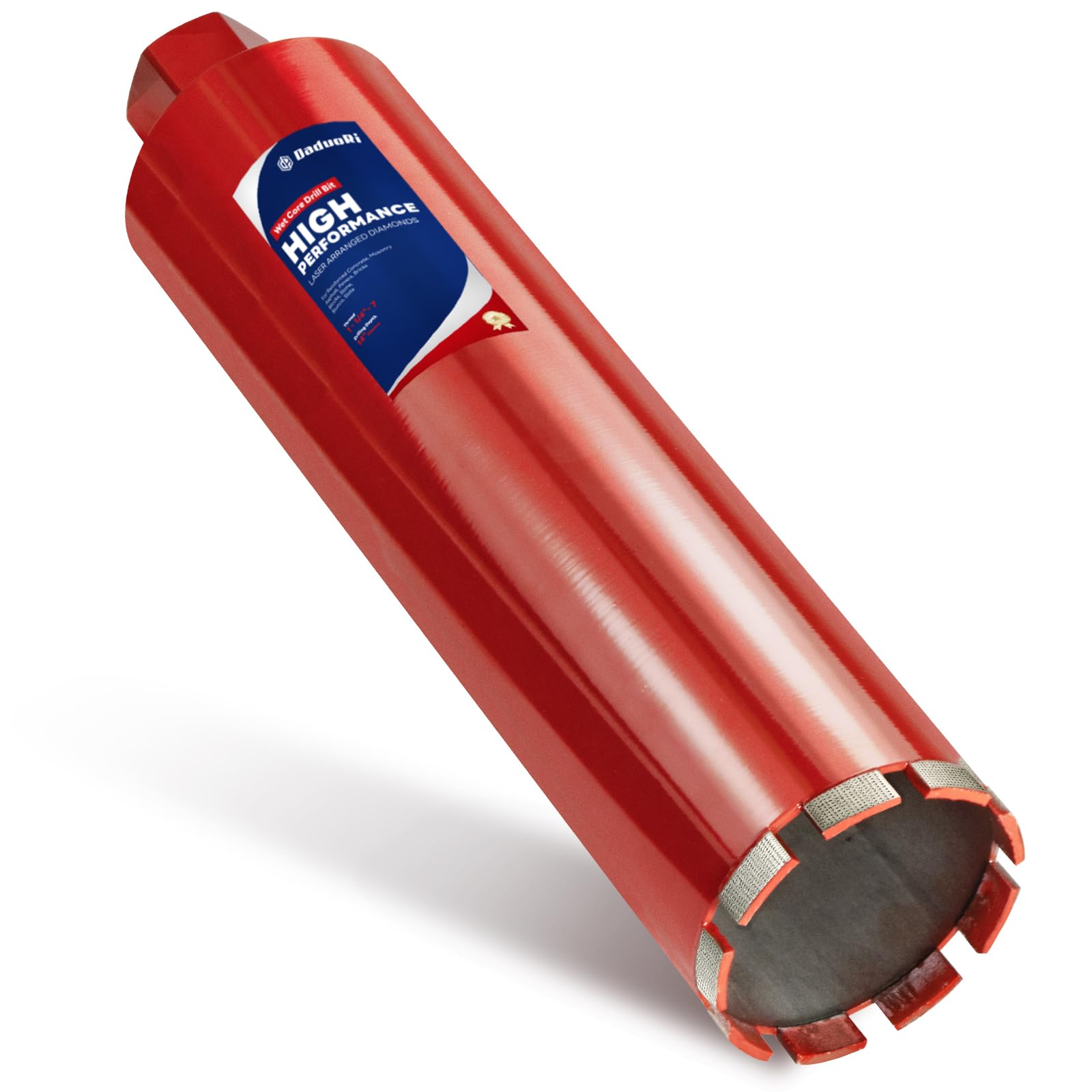 Photo 1 of DaduoRi Premium 4" Wet Core Drill Bit for Hard Concrete with High-Density Diamond, Precision-Welded Segments, 1-1/4"-7 UNC x 14" Depth, Industrial Grade for Concrete Rebar, Brick, Masonry, Asphalt