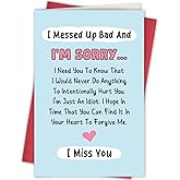 Funny Poem Apology Card for Him Her, I Messed Up Card for Man Woman, Forgive Me Card for Friends Family, Miss You Card, I Messed Up Bad And I'm Sorry