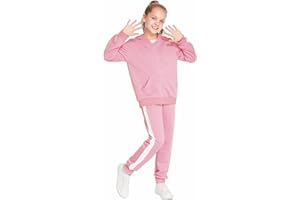 Boyoo Girls 2PCS Tracksuit Athletic Sweatsuits Sets Zip-up Hooded Sweatshirt and Jogger sweatpant Outfits for 5-13 Years