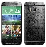 Decalrus - HTC ONE M8 Black Crocodile Skin Textured skin Carbon Fiber skins decal for case cover wrap CROhtcOneM8Black