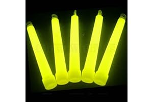 GLOW WITH US Glow Sticks Bulk Wholesale, 25 6” Industrial Grade Yellow Light Sticks. Bright Color, Glow 12-14 Hrs, Safety Glow Stick with 3-Year Shelf Life, GlowWithUs Brand