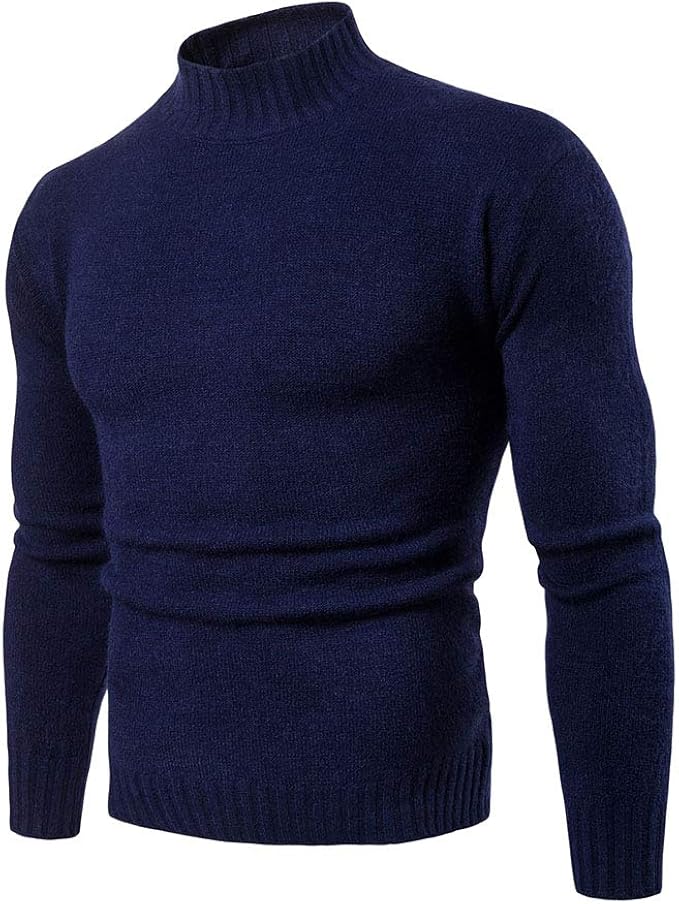 Hombre Suéter Tejido de Caballero Manga Larga Jersey Cuello Alto Slim Fit Amazon.es Ropa