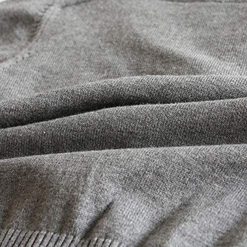CUNYI Little Boys Button-up Cardigan V-Neck Cotton Knit Sweater Casual Outerwear, Dark Grey, 6-7 Years/ 130