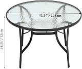 Panana 105cm Round Outdoor Dining Table Parasol Hole Tempered Glass Base Patio view 2