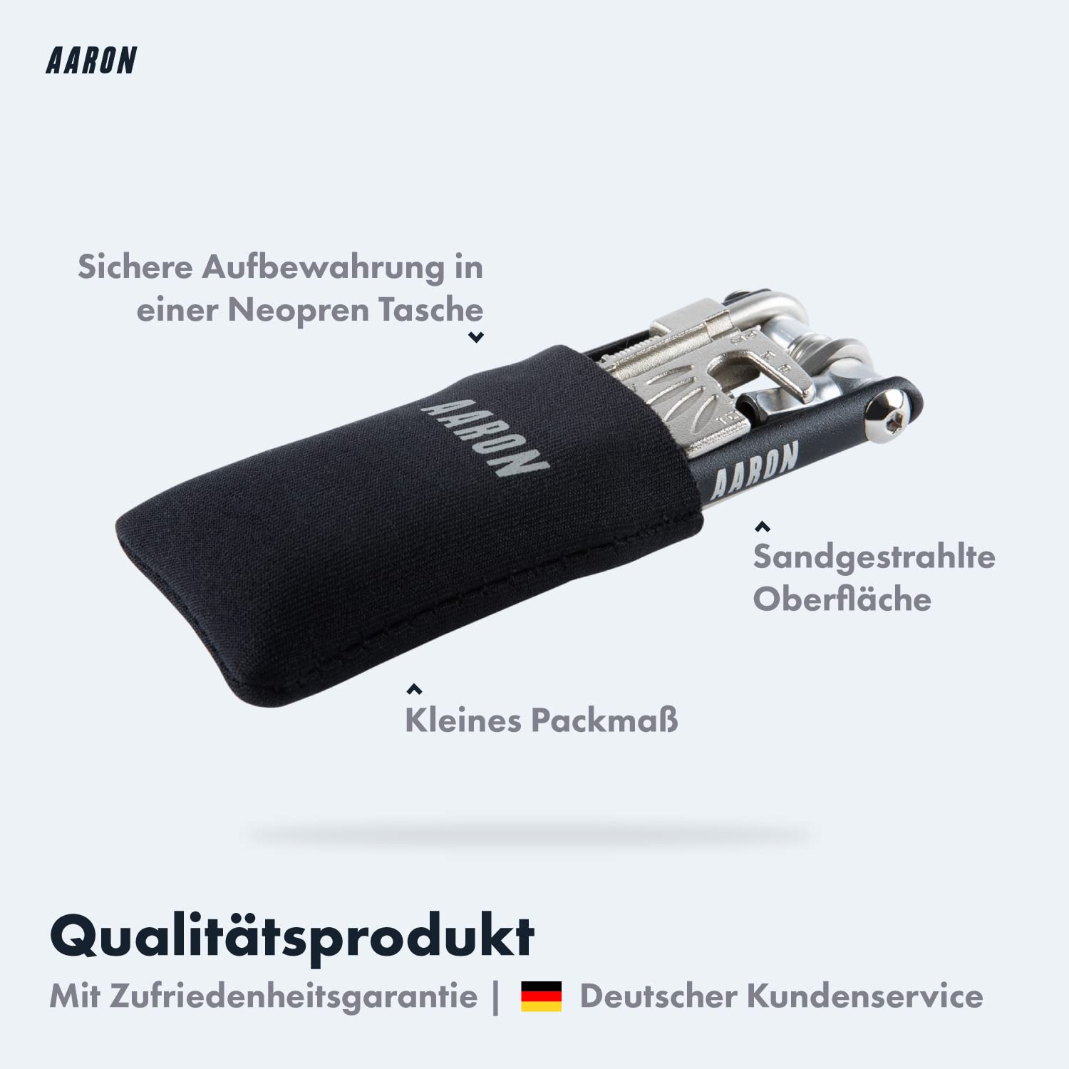 AARON Tool 20 in 1 Multitool - Fahrrad Multifunktionswerkzeug aus rostfreiem Stahl/Aluminium - faltbares Mini Fahrradwerkzeug mit vielen Funktionen - praktisches Bike Tool in Schwarz 3