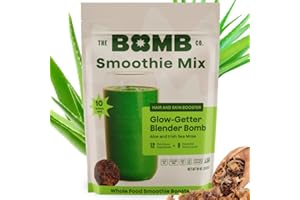 Blender Bombs The Bomb Co, Glow Getter, Superfood Smoothie Supplement, Smoothie Mix with Flax, Hemp, Irish Sea Moss, & Amino Acids for Hair & Skin Support, Gluten Free, High Fiber, 10 Servings