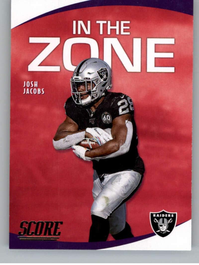 raiders football score on Amazon Com 2020 Score In The Zone Iz Jj Josh Jacobs Las Vegas Raiders Football Card Collectibles Fine Art