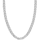 Savlano 925 Sterling Silver 5.5mm Italian Solid Flat Mariner Link Chain Necklace for Men & Women - Made in Italy Comes With a Gift Box