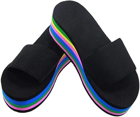 rainbow thick soled slippers