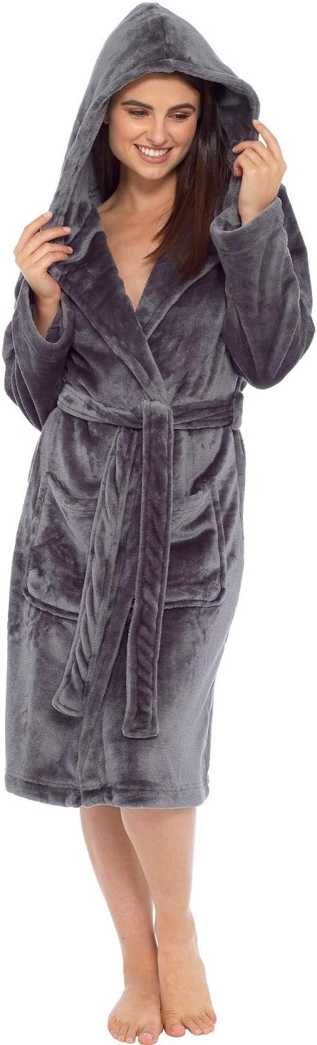 Ladies Soft & Cosy Hooded Dressing Gown
