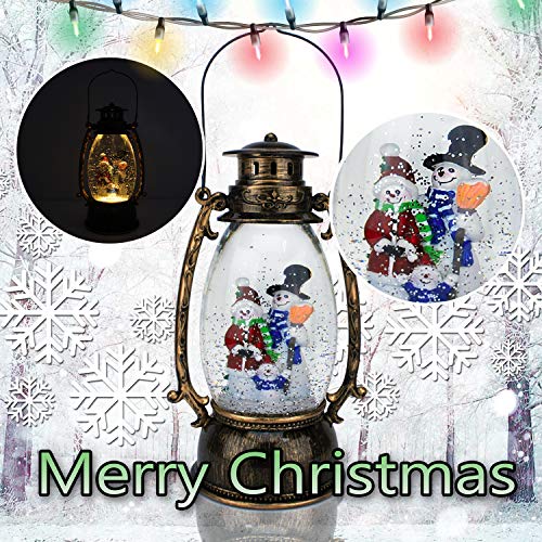 Evelyne GMT-10314 Snowman Family Christmas Snow Globe, LED Lighted Lantern, Battery Operated Swirling Glitter Water for Holiday Season Home Decor - Thumbnail 7