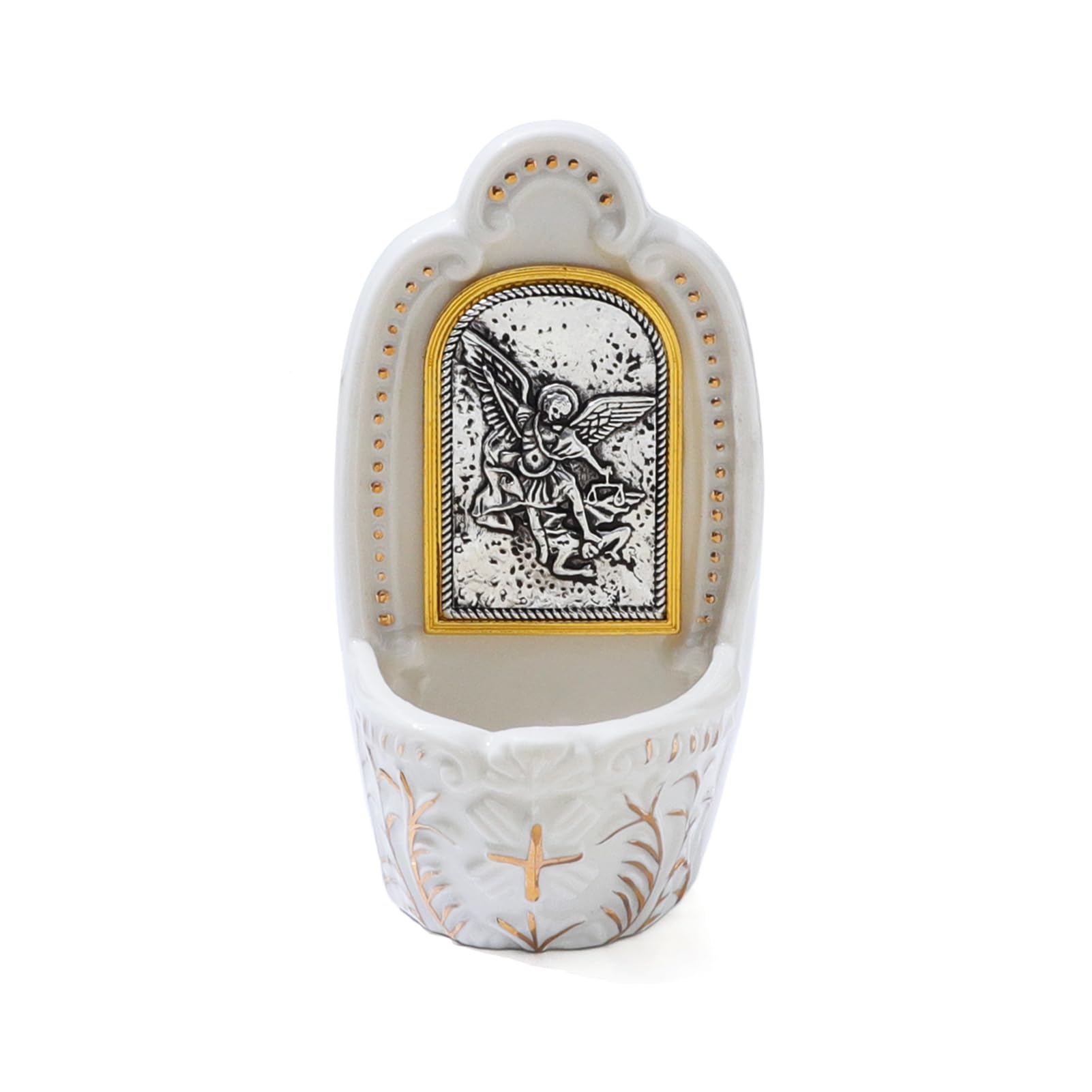 KOMI Saint Michael The Archangel Holy Water Fonts for Home Church Wall Hanging Decor Catholic Gifts 5 1/2 Inch