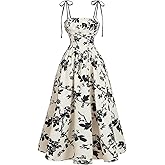 GORGLITTER Women's Floral Print Tea Party Midi Dresses Summer Bow Tie Backless Flowy Easter Prom Wedding Guest Sundress