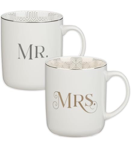 Amazon.com | kate spade new york Bridal Party Mrs. 2Pc Mug Set, 1.55 LB,  White: Coffee Cups & Mugs