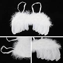 2PCS White Baby Angel Wings with Headband, Newborn