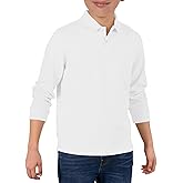 Haloumoning Boys Long Sleeve Pique Polo Shirts Kids School Uniform Shirt 5-14 Years
