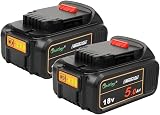 Waitley 2-Pack 18V Li-ion 5.0Ah DCB184 Replacement Battery for Dewalt DCB200 view 1