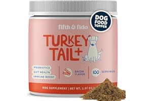 Fifth & Fido Lipoma Treatment for Dogs - Dog Food Toppers for Dry Food - Turkey Tail Mushroom Powder - Mushroom Supplement for Lumps, Bumps & Warts - Pet Vitamins and Supplements, 100 Servings