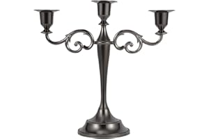 Dyna-Living Candelabra Candle Holder 3 arms Metal Candle Holders Black Candlestick Centerpiece Pillar Candles Holders for Church, Wedding, Party, Home Decoration