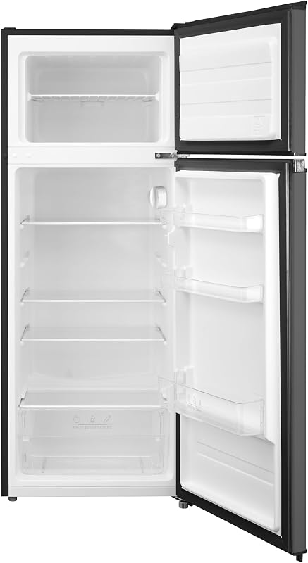 Réfrigérateur Combiné Bolero CoolMarket 2D 204 Black E, 204L, 143 cm de Hauteur, 55 cm de Largeur, Classe E, Silencieux, Éclairage LED, Compresseur Inverter Plus, Technologie Cyclique, Noir