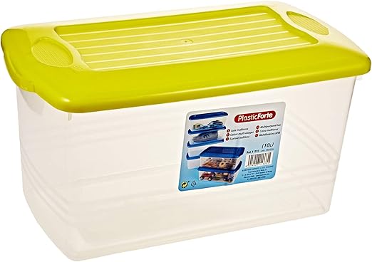 Caja Multiusos Plastico 10 L Grande Con Tapa De Color 375x210x185 Mm: Amazon.es: Hogar