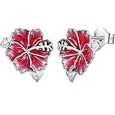 Hibiscus Stud Earrings 925 Sterling Silver Flower Earrings Hibiscus Flower Jewelry Gifts for Women