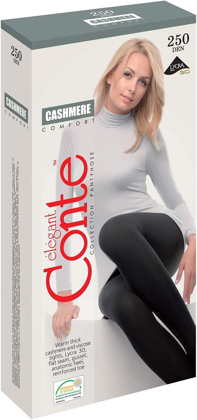 Conte Women's Black Warm Viscose Tights - Cashmere 250 Denier