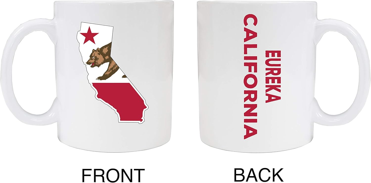 Eureka California Souvenir White Ceramic Mug 2 Pack