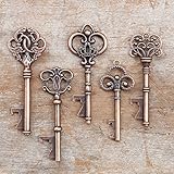 Ella Celebration 50 Key Bottle Openers, Assorted Vintage Skeleton Keys, Wedding Party Favors (50, Antique Copper)