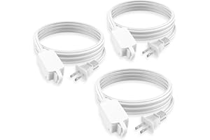 PLUGTUL Indoor Extension Cord 10 FT, 2 Prong White Extension Cord, 3 Polarized Outlets with Safety Cap Protect for Home Office, 16/2 SPT-2 ETL Listed, 3 Pack