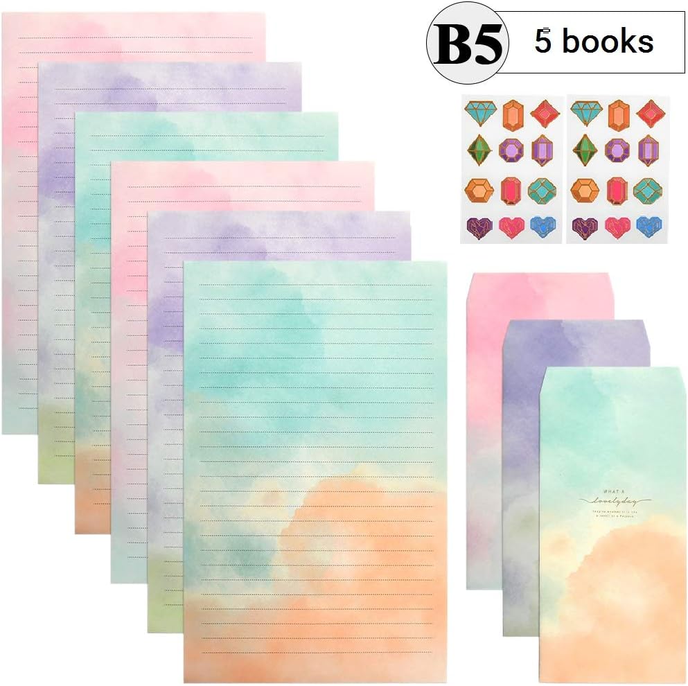 45 Pack Watercolor Writing Paper and Envelopes Set (30 Writing Paper