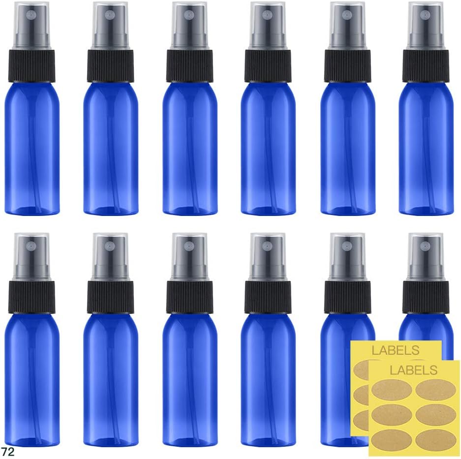 Toureal 30ML Fine Mist Spray Bottle 12pcs Empty Travel Small Mister Refillable Dispenser, Spritzer Container for Cosmetics Blue