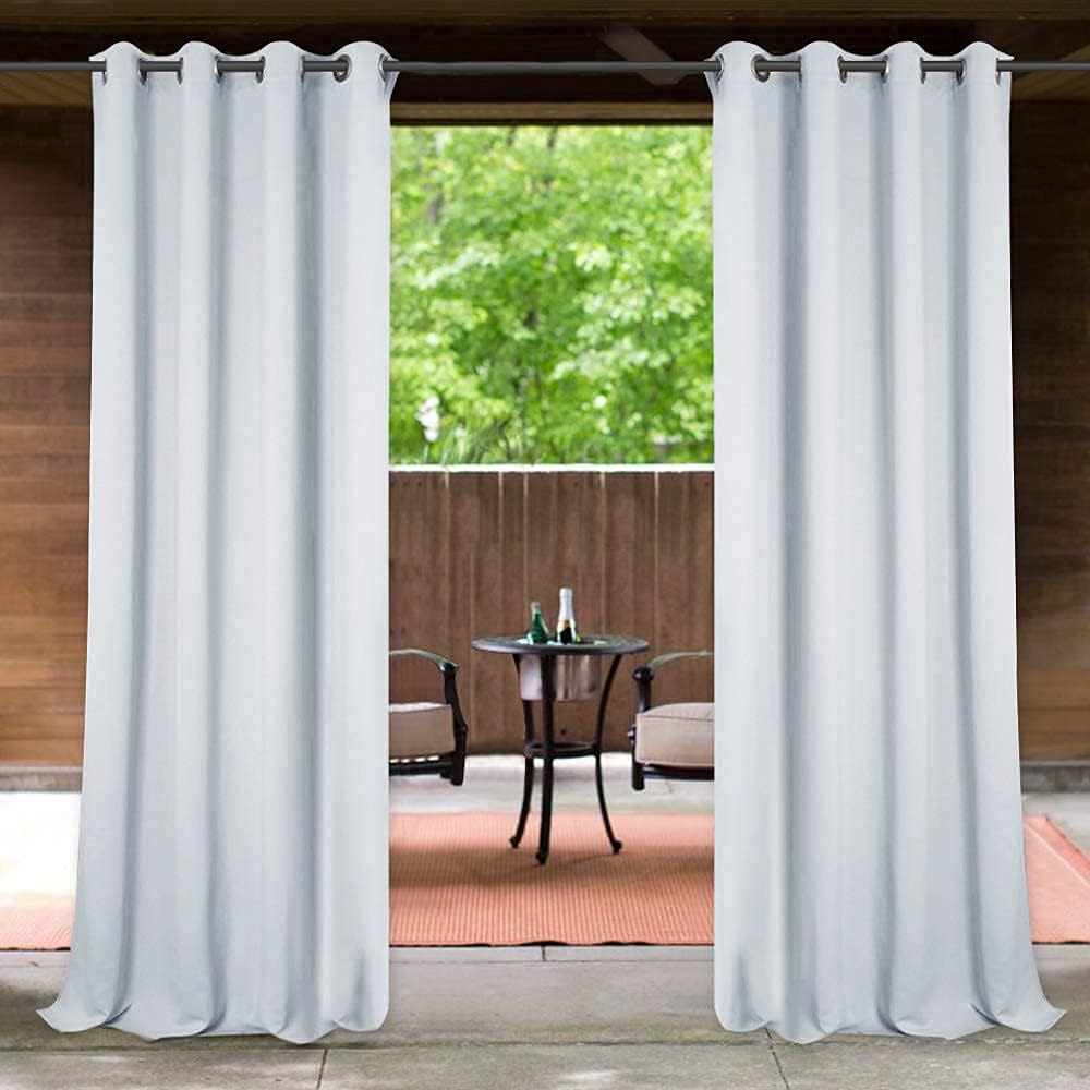 Outdoor Curtains - StangH Outdoor White Curtains Waterproof - Thermal Insulated Blackout Patio Outdoor Curtains with Grommet Top for Garden Lawn Balcony, Greyish White, W52 x L95, 1 Panel