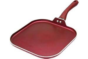 Ecolution Evolve Heavy-Gauge Aluminum with a Soft Silicone Handle, Dishwasher Safe, Non-Stick, 11-Inch Griddle, Crimson Red