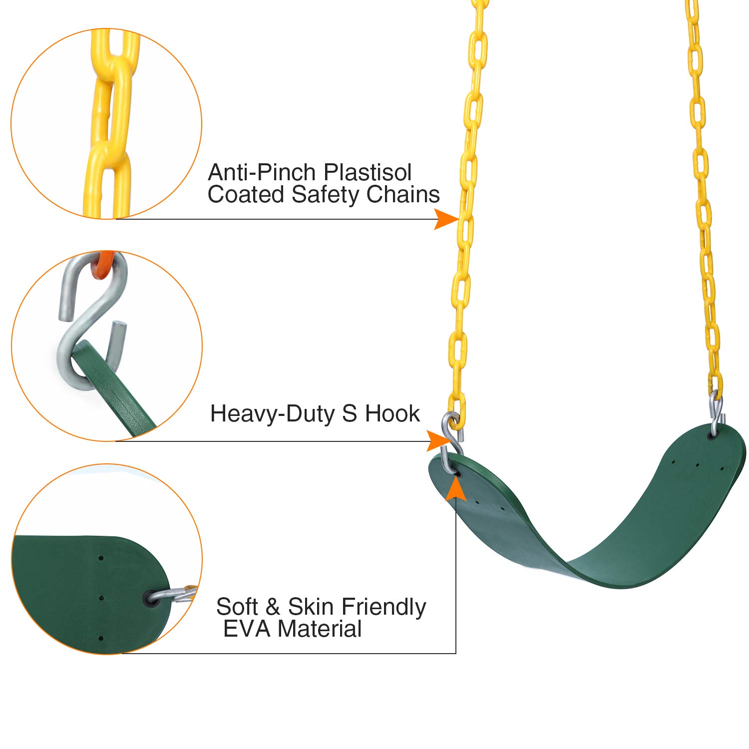 RedSwing High Back Full Bucket Swing with Heavy Duty Swing Seat Combo Pack (Triangle and Chain Dip), Tree Straps Included