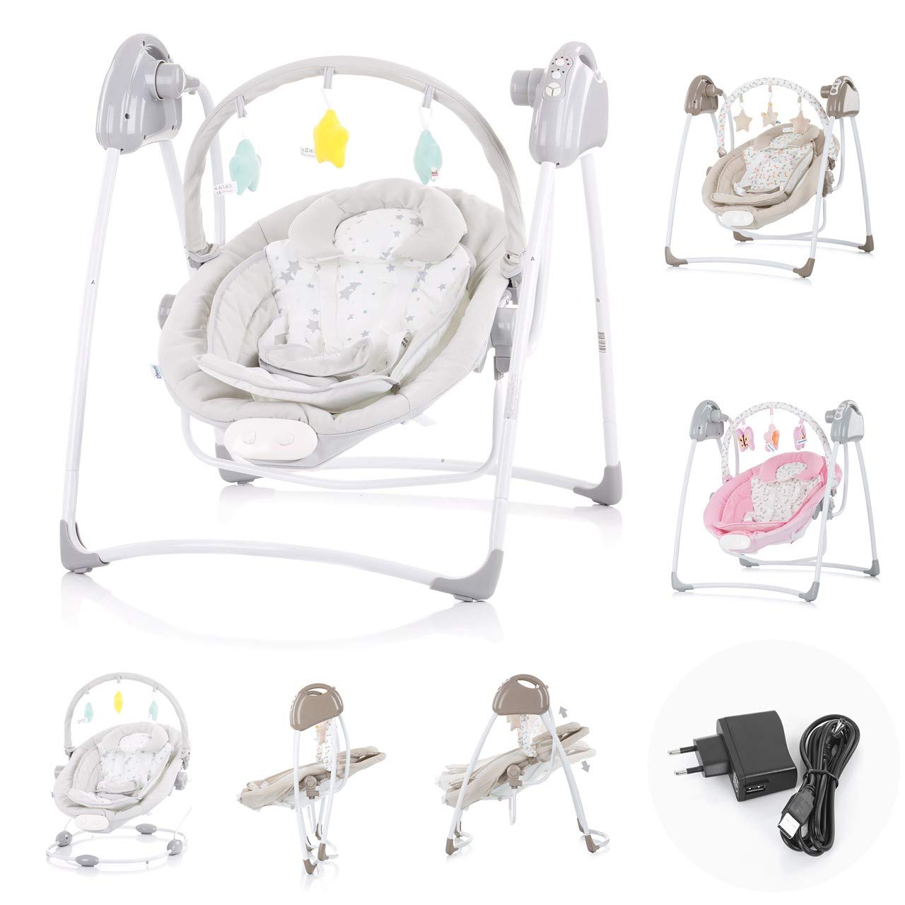 Chipolino Paradise Baby Rocker Baby Swing Vibration Music Play Arch From Birth Colours Grey Amazon De Baby