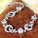 EleQueen 925 Sterling Silver Round CZ Moon Star Bracelet Chain, 6.9