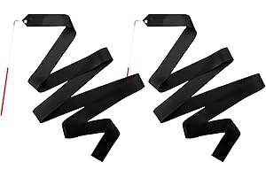 HiUnicorn 2PCS Black Dance Ribbons for Kids Party Favor, 6.6 Ft Streamer Ribbon Dancer Wand for Toddler Gymnastics Rhythmic Dancing, Worship Praise, Talent Show, Outdoor Toy