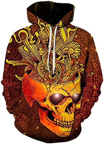 Golden Skull Printed Men 3D Sweatshirts Women Unisex Pullover Hooded Tracksuits Funny Jackets Brand Outwear Harajuku Hoodies LMS035 5XL