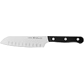 HENCKELS Solution Razor-Sharp Hollow Edge Santoku Knife 5.5 inch, German Engineered Informed by 100+ Years of Mastery, Black/Stainless Steel