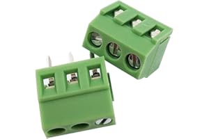 E-Simpo® 20pcs 3.81mm 3P PCB Screw Terminal Block 0.15" Wire Terminal Block Connector Rated 300V10A 128-3.81, 24-12AWG can be Spliced(3.81mm Pitch, 3P)