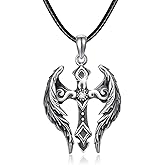 Hagkew Ankh/Angel Wings Necklace for Men 925 Sterling Silver Eye of Horus Necklace Egypt Scarab Pendant Symbol of Protection Jewelry for Men Women