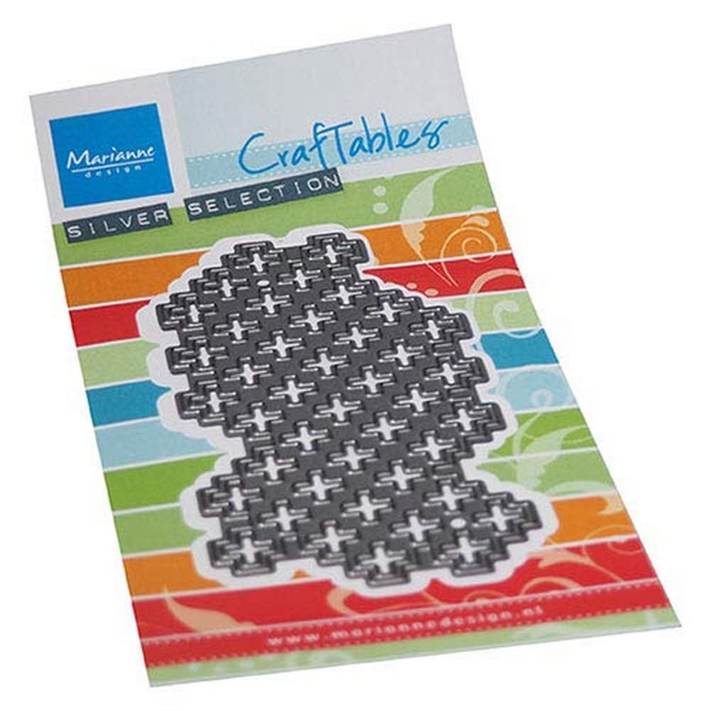 Marianne Design Craftables, Art Texture Swiss Cross, for Paper Craft Projects, Silver or White, 9.7x5.1cm