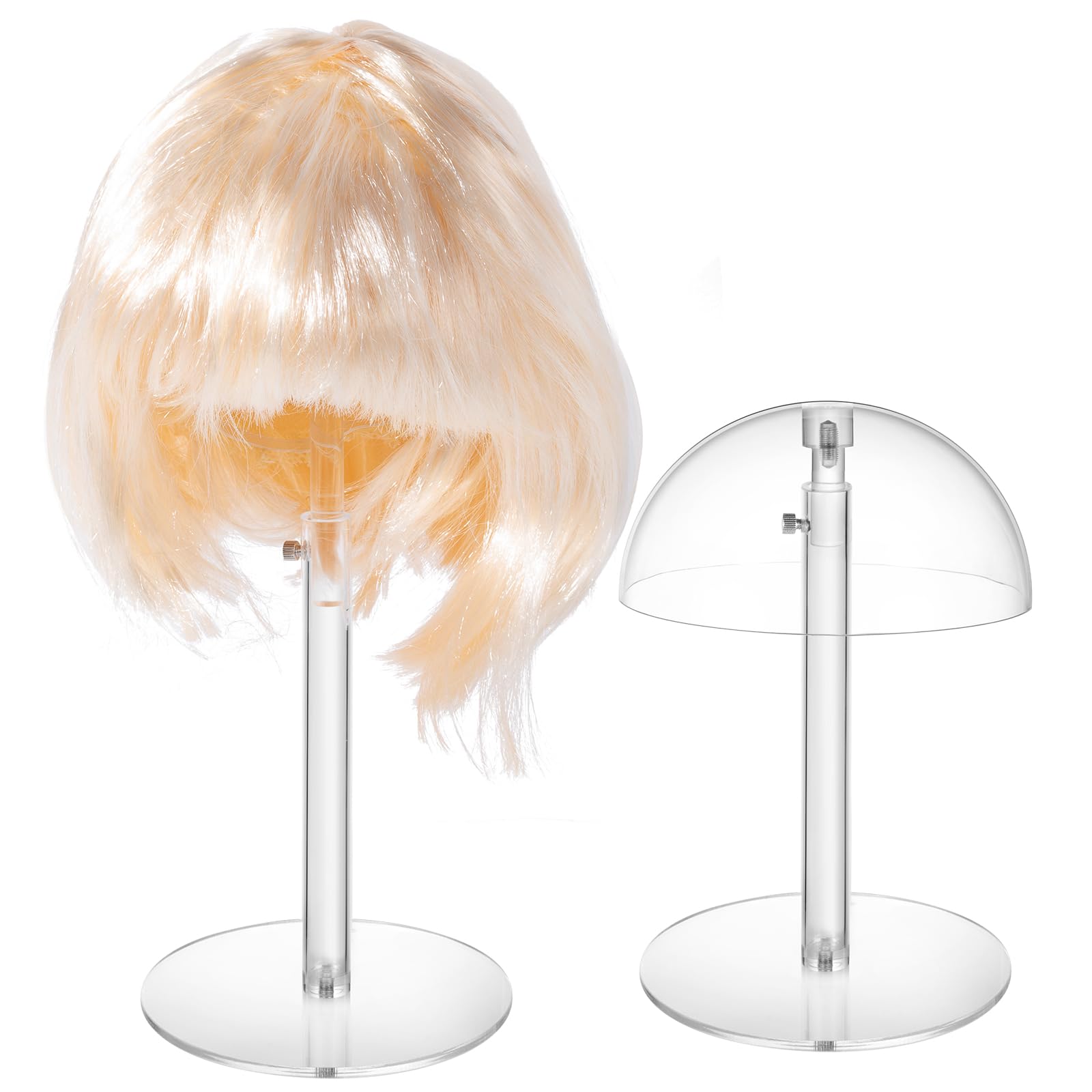 Photo 1 of JUESHA 2 Pack Clear Acrylic Hat Display Stand Height Adjustable, Countertop Hat Holder for Baseball Caps Cowboy, Wig Head Counter Stand for Closet (PATENT PENDING)