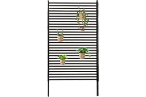 SIPPYSSY Metal Privacy Screen with Stand 3 ft W x 6 ft H,Outdoor Freestanding Privacy Screen and Panels for Outside Garden Backyard(36'' W x 71'' W)