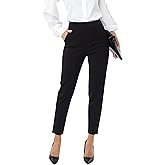 Fakanhui Women's Work Pants 7/8 Cropped Tapered Trouser High Waist Pull on Business Casual Slack Ankle Pant