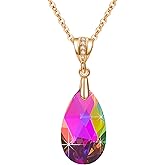 Austrian Crystals Teardrop Pendant Necklace for Women 14K Gold Plated Eco-friendly Brass Hypoallergenic Jewelry