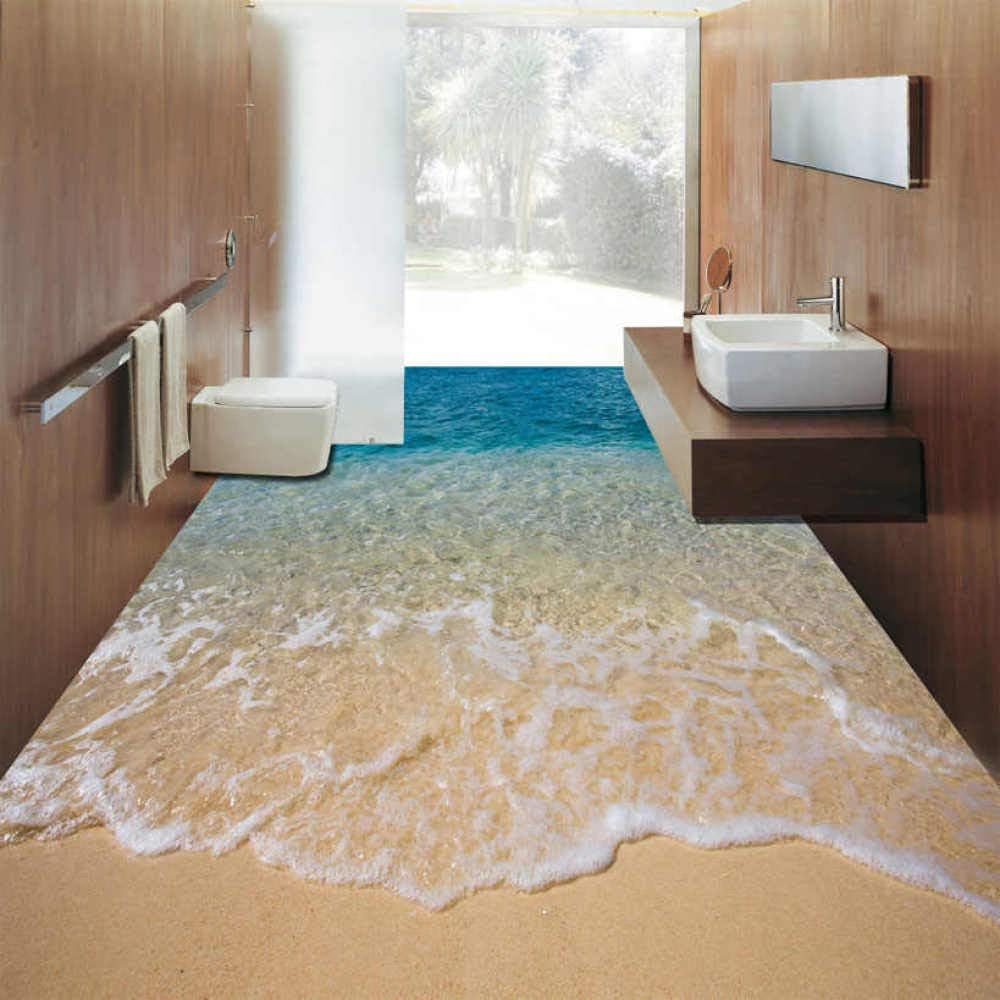 Custom 3d Beach Sea Water Living Room Bedroom Bathroom Floor