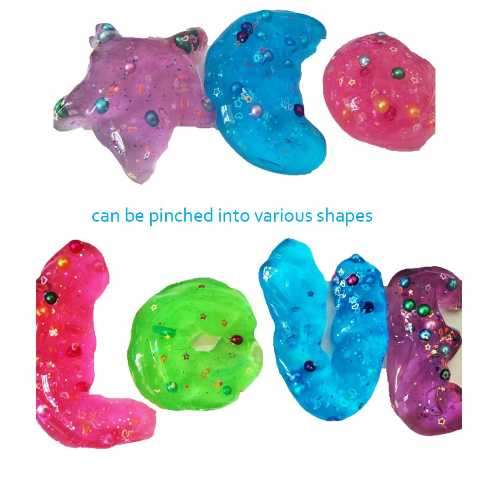 JPDX Clear slime putty Colorful Fluffy Slime Egg filled toys with Fruit Slices Galaxy Slime Scented Stress Relief Toy Sludge Toys For kids (7 Pack)